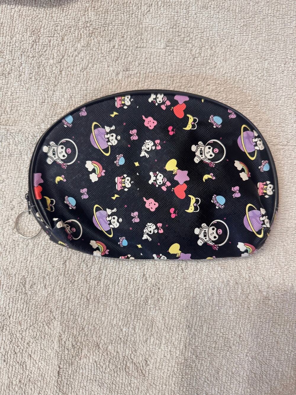 Kuromi space theme Black pencil /makeup pouch with zipper and Keyring